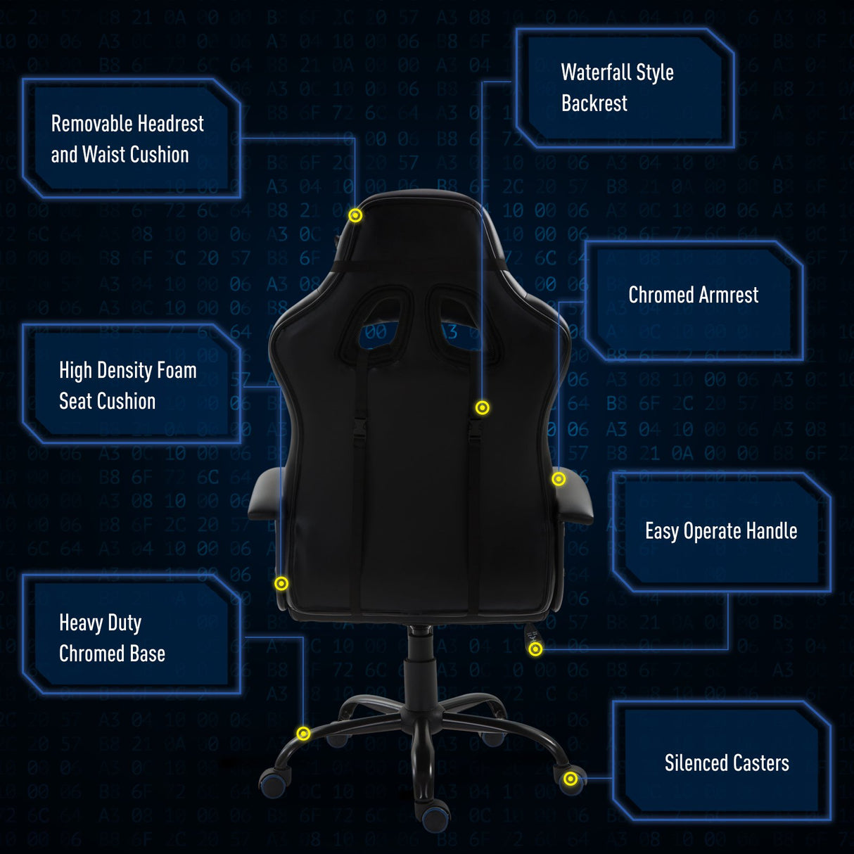 easycomfort easycomfort sedia da gaming ergonomica altezza regolabile con cuscino nero e blu ean 8054144134857