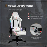 easycomfort easycomfort sedia da gaming luminosa con luci a led altezza regolabile in similpelle bianca