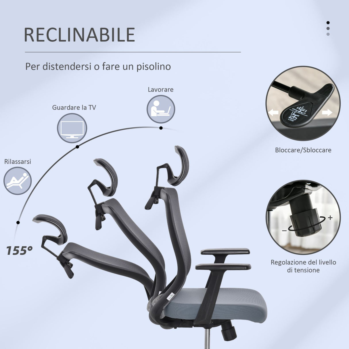 easycomfort easycomfort sedia da ufficio ergonomica altezza regolabile supporto lombare e poggiatesta gruccia integrata grigio