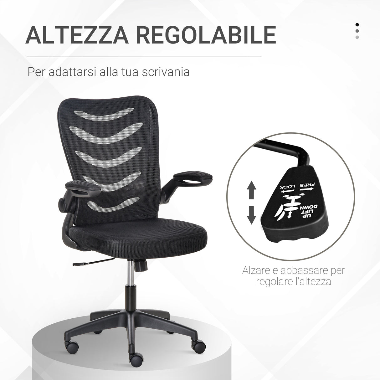 easycomfort easycomfort sedia da ufficio ergonomica poltrona girevole altezza regolabile e braccioli sollevabili 58 5x58x94 5 103 5cm nero