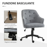 easycomfort easycomfort sedia da ufficio girevole ergonomica con ruote e altezza regolabile rivestimento in velluto 63x64x88 96cm grigio