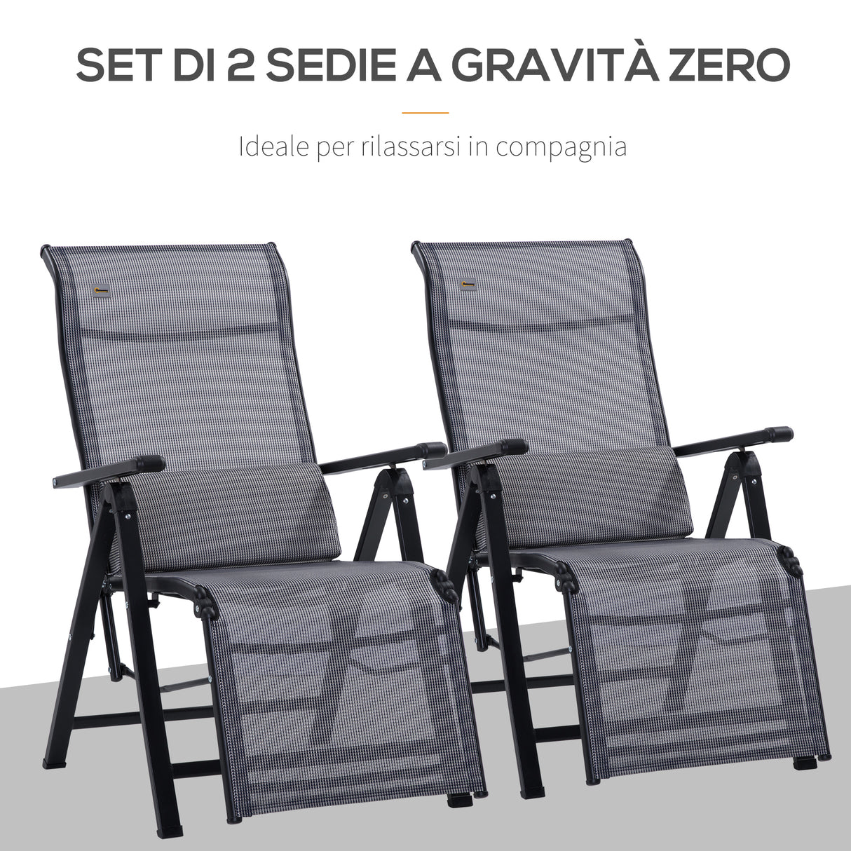 easycomfort easycomfort sedia sdraio da giardino zero gravity set 2 pezzi con schienale regolabile su 9 posizioni e cuscini 65x70x111cm grigio