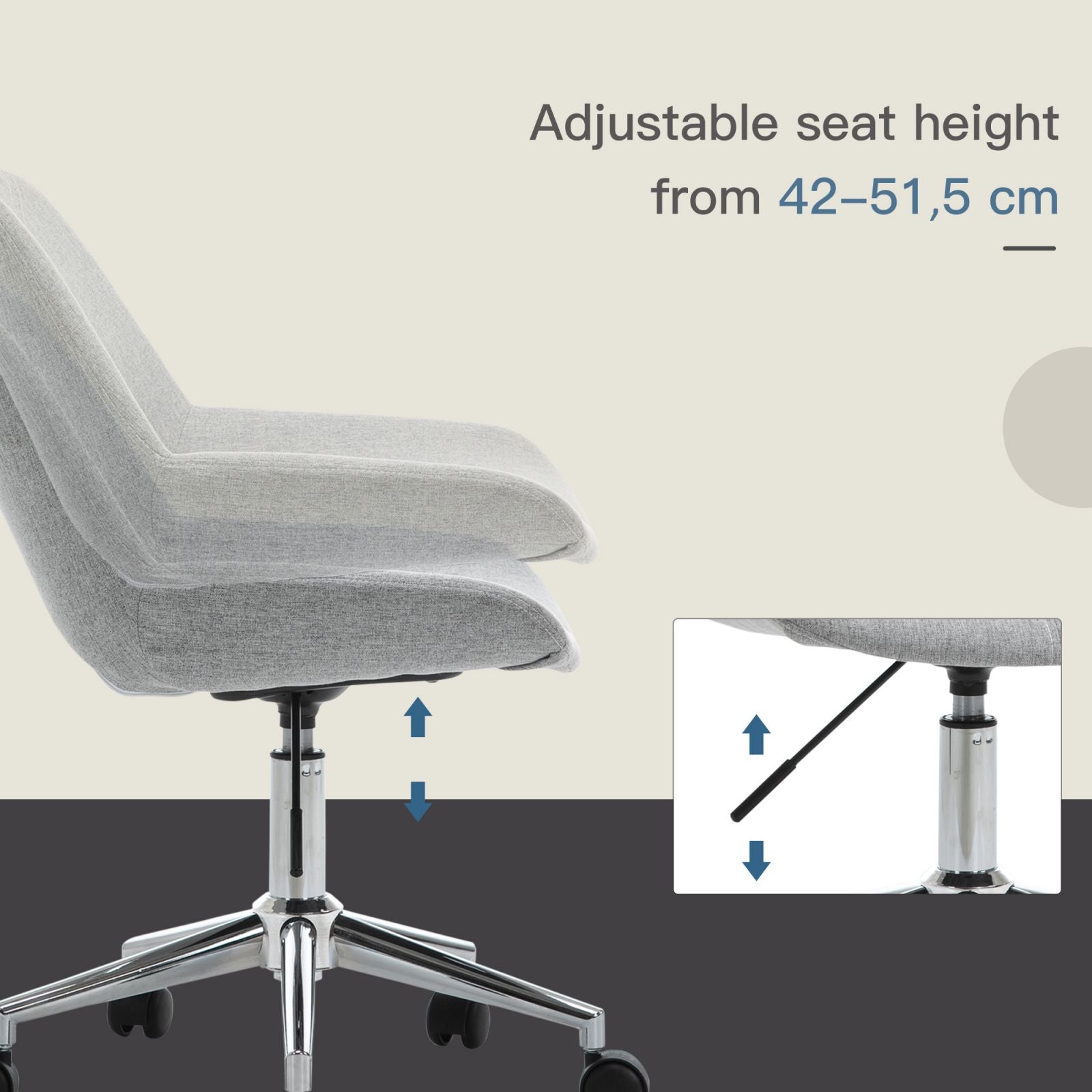 EASYCOMFORT Sgabello Regolabile in Altezza con 5 Ruote e Seduta