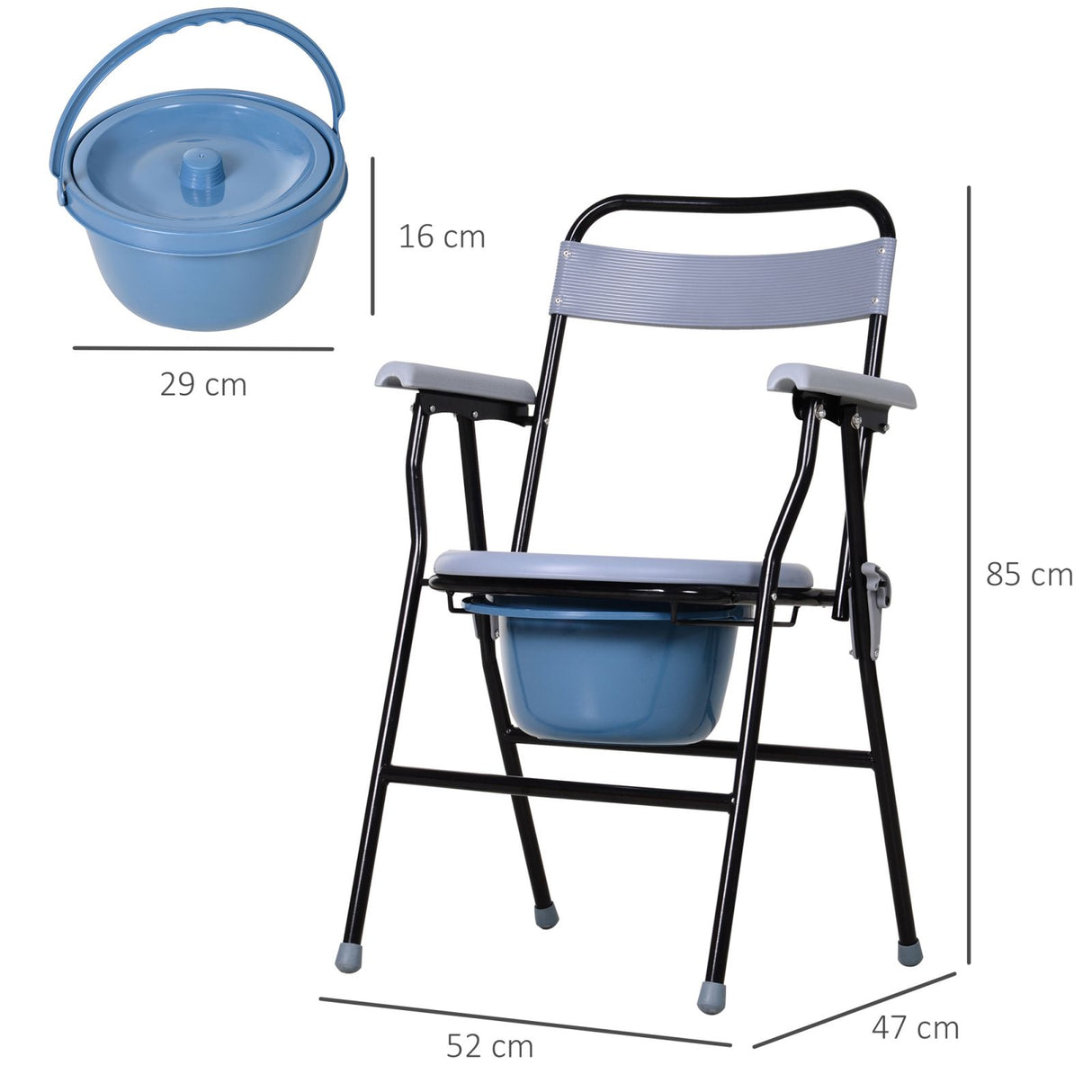 easycomfort easycomfort sedia wc pieghevole con vaso rimovibile per anziani e disabili in tubi di ferro e plastica 52x50x75cm ean 8054144130224
