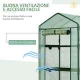 easycomfort easycomfort serra da giardino a 4 ripiani in acciaio copertura in pe e porta avvolgibile 69x49x158 cm verde