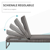 easycomfort easycomfort set 2 lettini prendisole con tavolino in pe rattan grigio