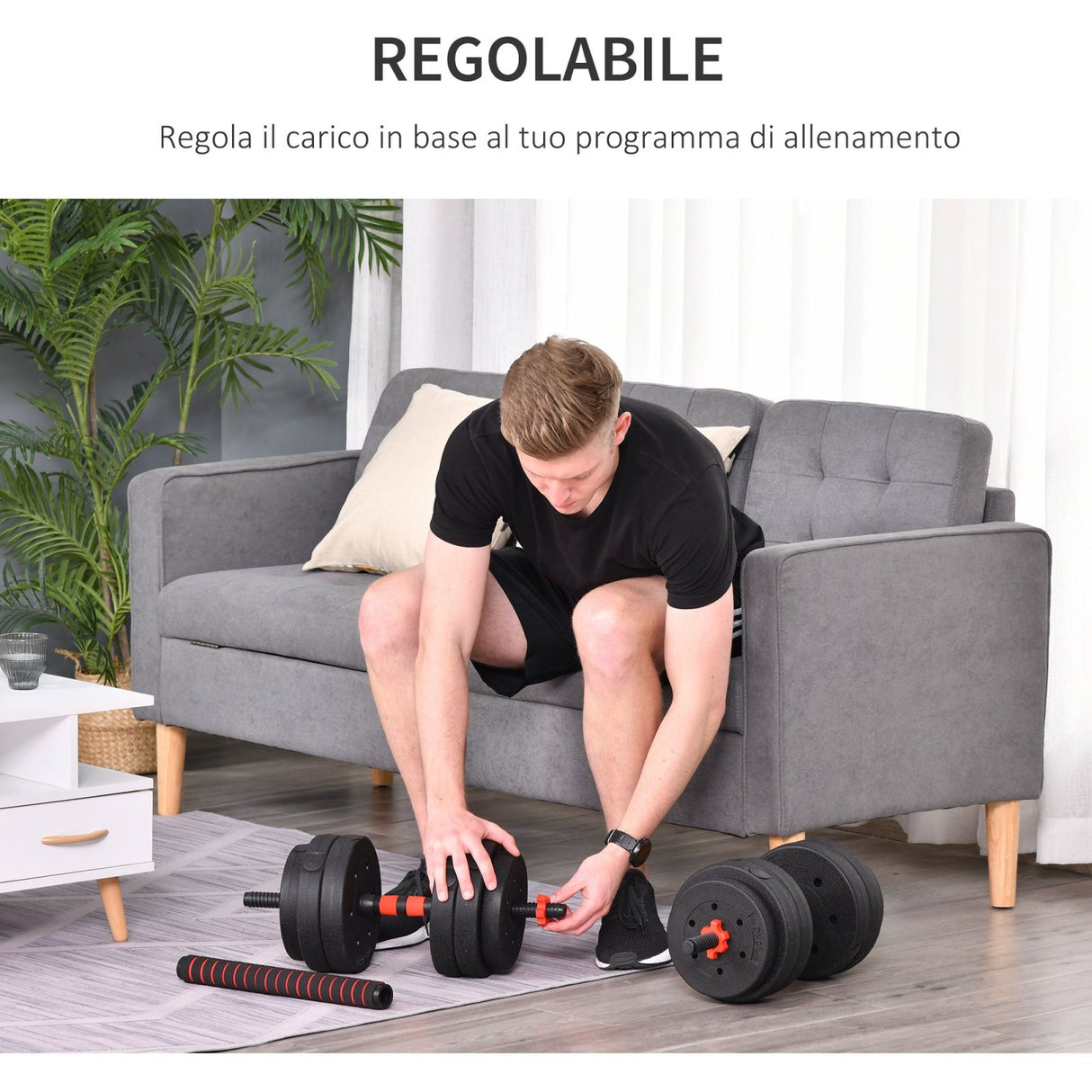 easycomfort easycomfort set 2 manubri convertibili in bilanciere 25kg totali con 12 dischi pesi acciaio e plastica allenamento a casa ean 8054111840484