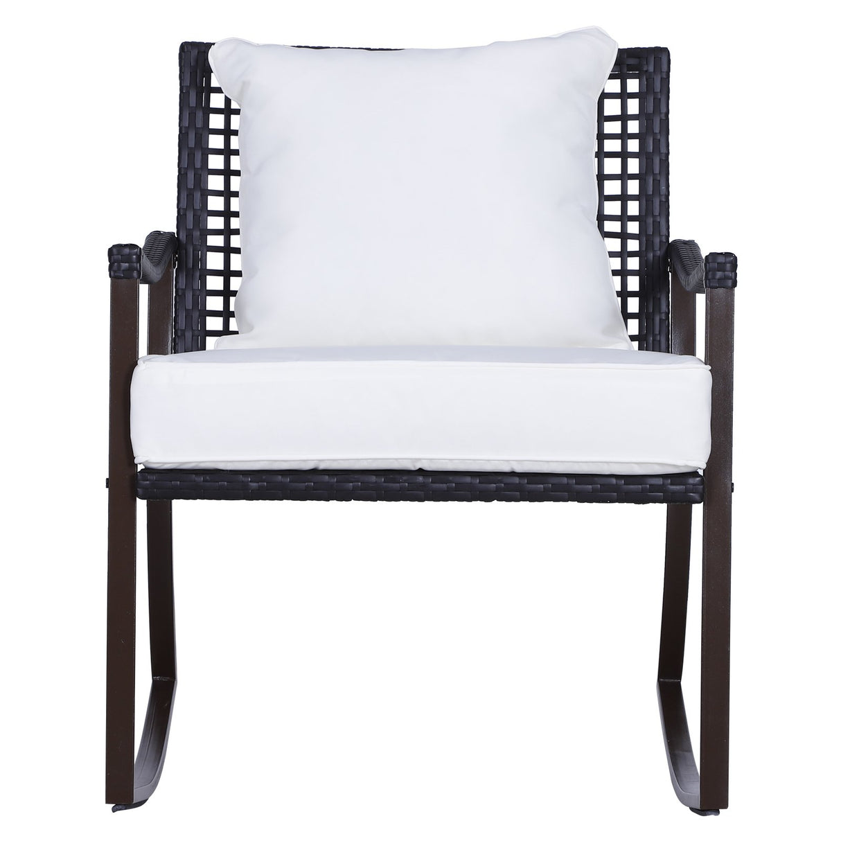 easycomfort easycomfort set 2 poltroncine a dondolo da giardino con cuscini e tavolino in rattan marrone ean 8055776915845