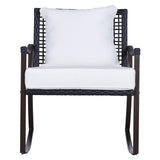 easycomfort easycomfort set 2 poltroncine a dondolo da giardino con cuscini e tavolino in rattan marrone ean 8055776915845