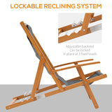 easycomfort easycomfort set 2 sdraio da giardino pieghevoli con schienale regolabile su 3 livelli legno e tessuto a rete grigio