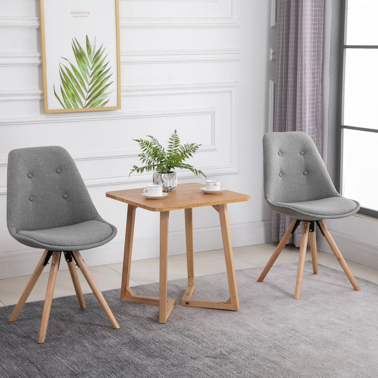 easycomfort easycomfort set 2 sedie imbottite con gambe in legno e rivestimento grigio ean 8055776912974