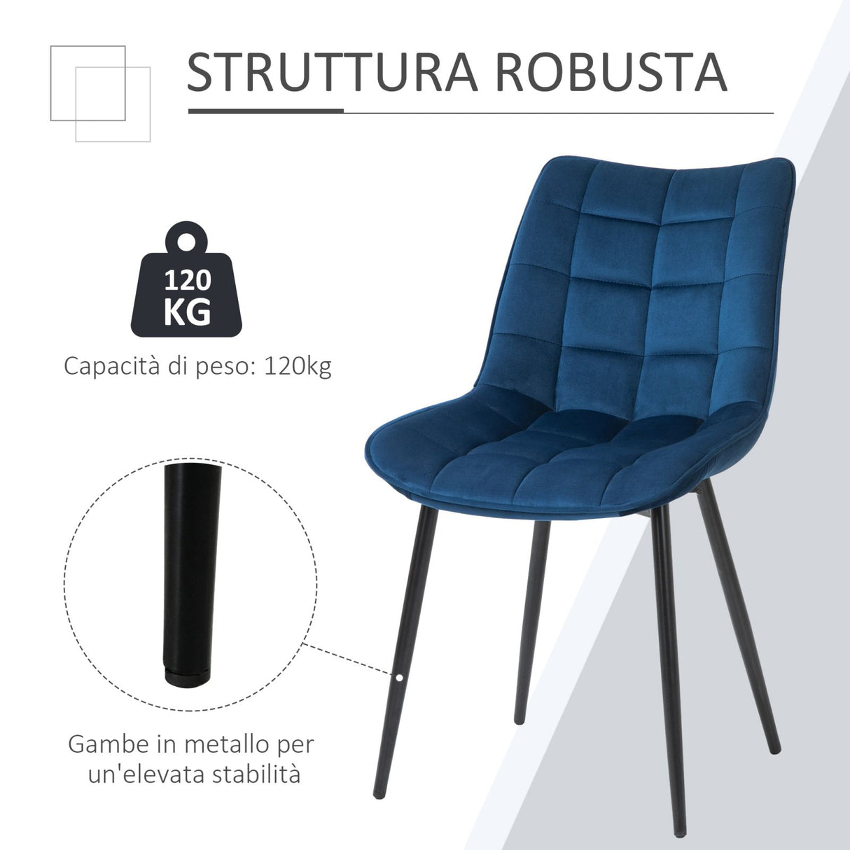 easycomfort easycomfort set 2 sedie moderne imbottite per soggiorno stile nordico velluto blu ean 8055776912653