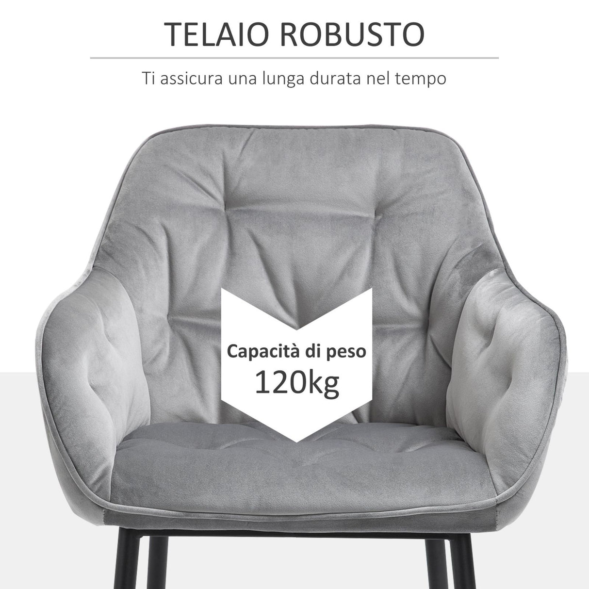 easycomfort easycomfort set 2 sedie moderne imbottite stile nordico in velluto e metallo grigio ean 8055776916248