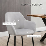 easycomfort easycomfort set 2 sedie per soggiorno nordiche con schienale e braccioli ricurvi e seduta imbottita 54x57x80 cm grigio