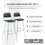easycomfort easycomfort set 2 sgabelli alti da bar con poggiapiedi rivestimento in pu e struttura in metallo nero
