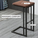 easycomfort easycomfort set 2 sgabelli da bar imbottiti similpelle e metallo marrone