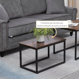 easycomfort easycomfort set 2 tavolini da caffe impilabili in stile industriale in legno e acciaio marrone e nero