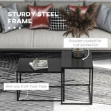 easycomfort easycomfort set 2 tavolini da salotto moderni impilabili con telaio in acciaio nero