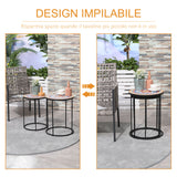 easycomfort easycomfort set da giardino 2 tavoli da giardino in metallo e ceramica con piano a mosaico 41x53cm e 36x49 5cm