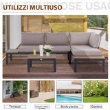 easycomfort easycomfort set da giardino 3 pezzi 2 divani a 2 posti e 1 tavolino da caffe in alluminio grigio