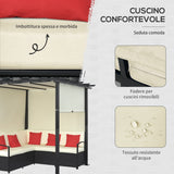 easycomfort easycomfort set da giardino con 2 divani in rattan pe e pergola con tenda regolabile 230x230x210cm beige