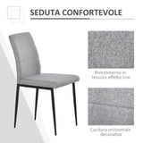 easycomfort easycomfort set di 4 sedie imbottite da salotto con rivestimento tessuto e gambe in metallo grigio