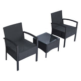 easycomfort easycomfort set mobili da giardino 2 poltroncine e tavolino con cuscini pe rattan nero ean 8055776911298