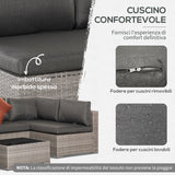 easycomfort easycomfort set mobili da giardino 4 pezzi in rattan pe salotto da esterno con 3 divani e 1 tavolino da caffe cuscini rimovibili e lavabili grigio