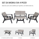 easycomfort easycomfort set tavolino e sedie adirondack da giardino ed esterno grigio e nero