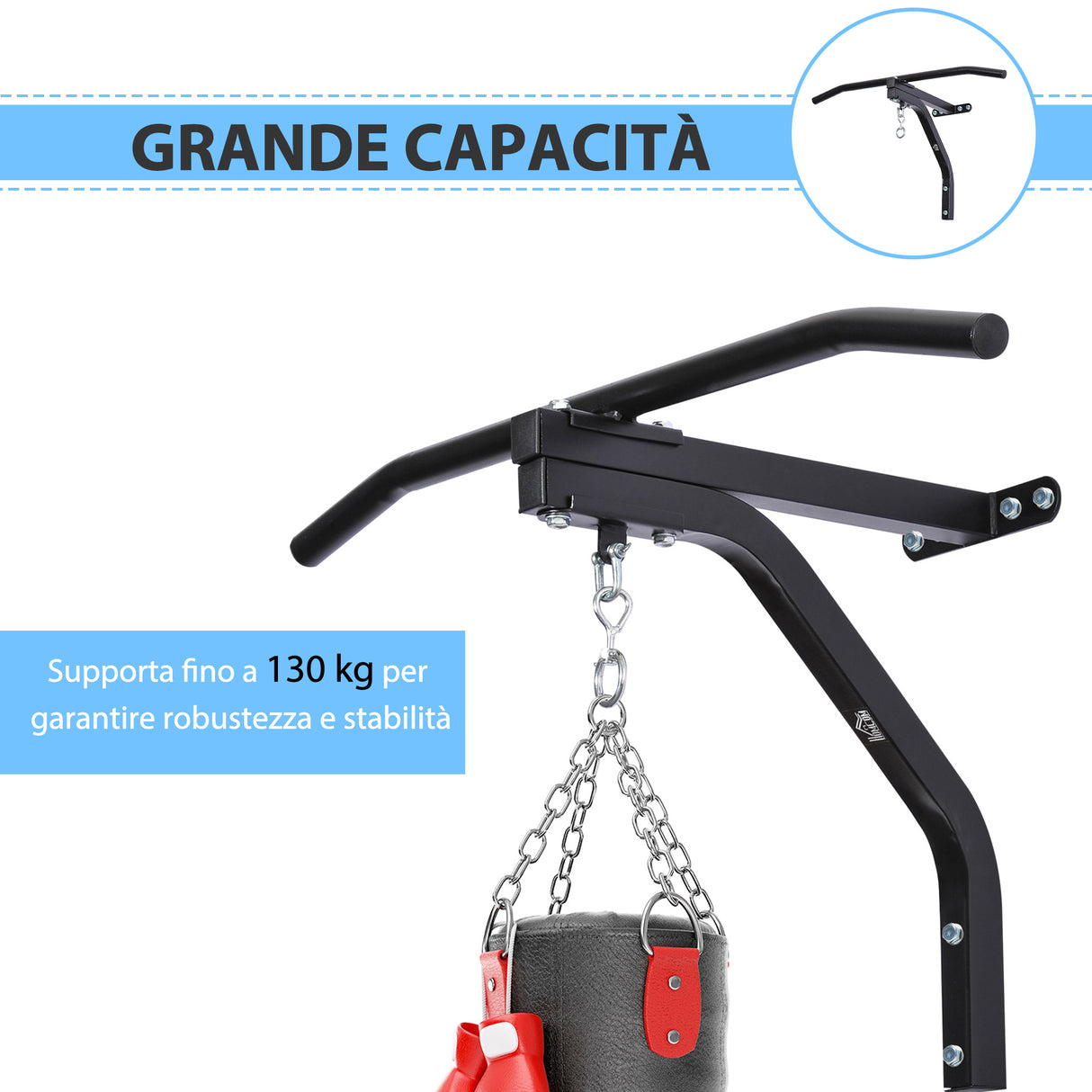 easycomfort easycomfort staffa di supporto per sacco da boxe con barra per trazioni 93x47x51cm nero