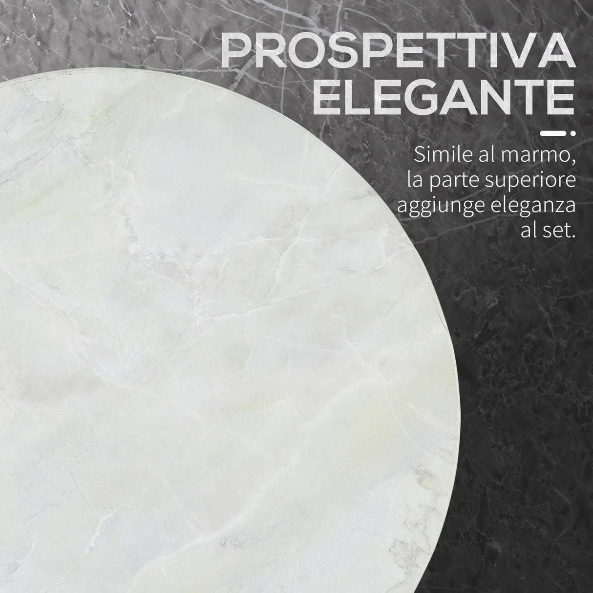 easycomfort easycomfort tavolini da salotto set 2 pezzi con piano effetto marmo in metallo bianco