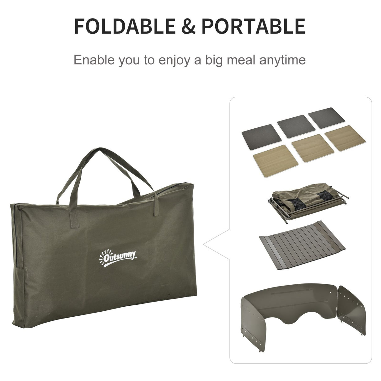 easycomfort easycomfort tavolino cucina da campeggio in alluminio pieghevole verde 94x57x109cm