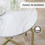 easycomfort easycomfort tavolino da caffe con piano dappoggio effetto marmo e struttura in metallo dorato 55x45cm bianco