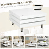 easycomfort easycomfort tavolino da caffe da salotto e studio a 3 livelli in mdf con 2 piani rotanti 60x60x33 5 cm bianco