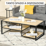 easycomfort easycomfort tavolino da caffe in stile industriale a 3 ripiani in mdf e acciaio 120x60x46cm