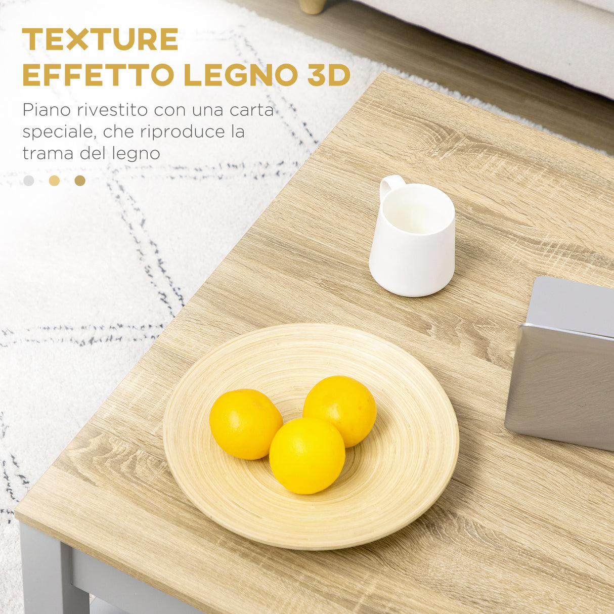 easycomfort easycomfort tavolino da caffe moderno in truciolato con ripiano aperto 80x80x42 5 cm grigio e color legno