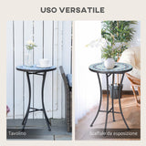 easycomfort easycomfort tavolino da giardino rotondo a mosaico in metallo con piano in ceramica 35 5x53 5cm blu