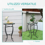 easycomfort easycomfort tavolino da giardino rotondo con piano dappoggio a mosaico 35 5x53 5cm