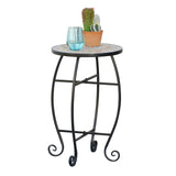 easycomfort easycomfort tavolino da giardino tavolo da esterno in metallo nero e ceramica verde e arancione 36 x 58cm ean 8054111849111