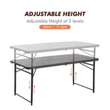 easycomfort easycomfort tavolo campeggio pieghevole portatile con altezza regolabile effetto legno 122x61x53715cm ean 8054111848480