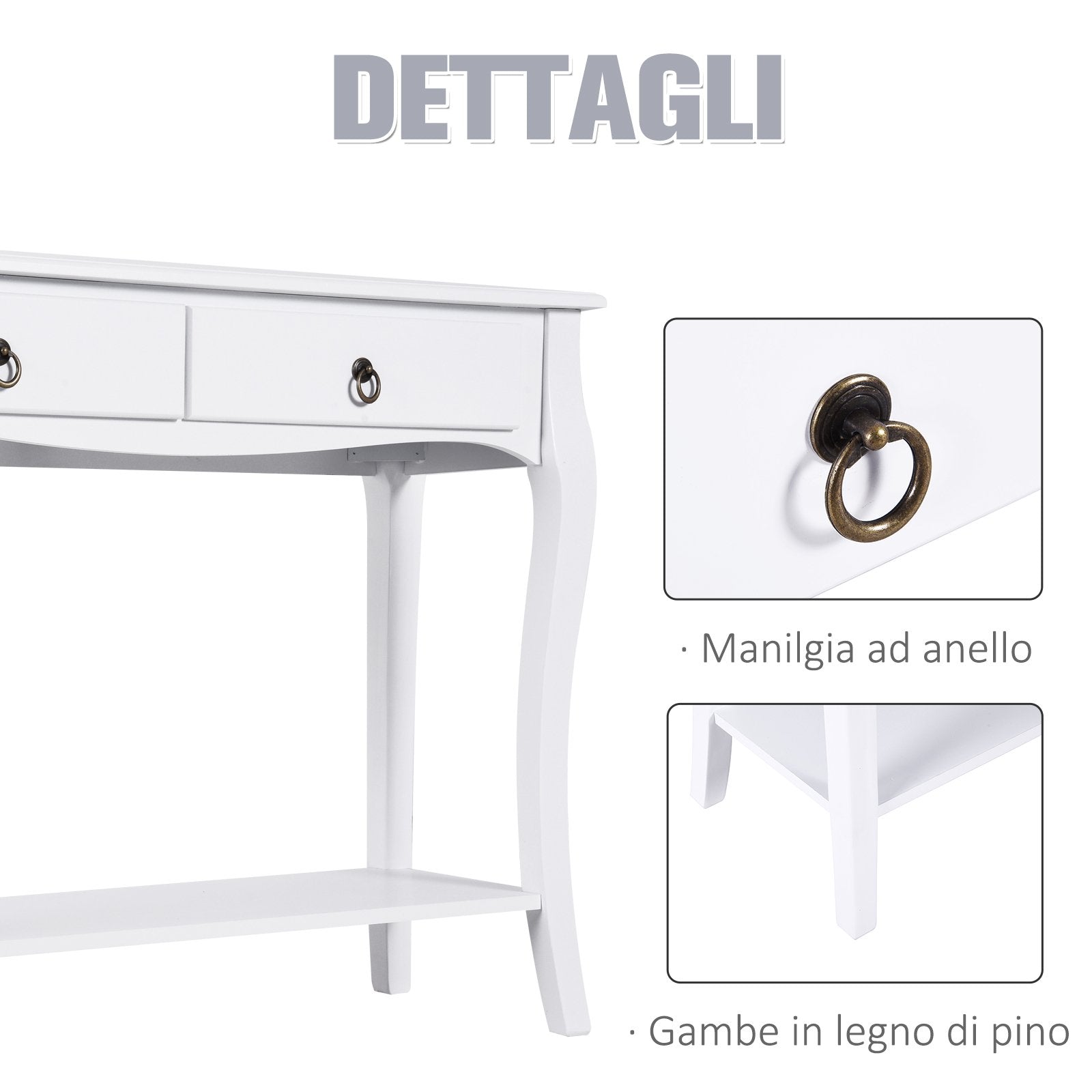 EASYCOMFORT Tavolo Consolle per Ingresso, Bianco, 100x33x76cm