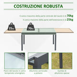 easycomfort easycomfort tavolo da giardino allungabile con piano in vetro 270x90x73cm grigio