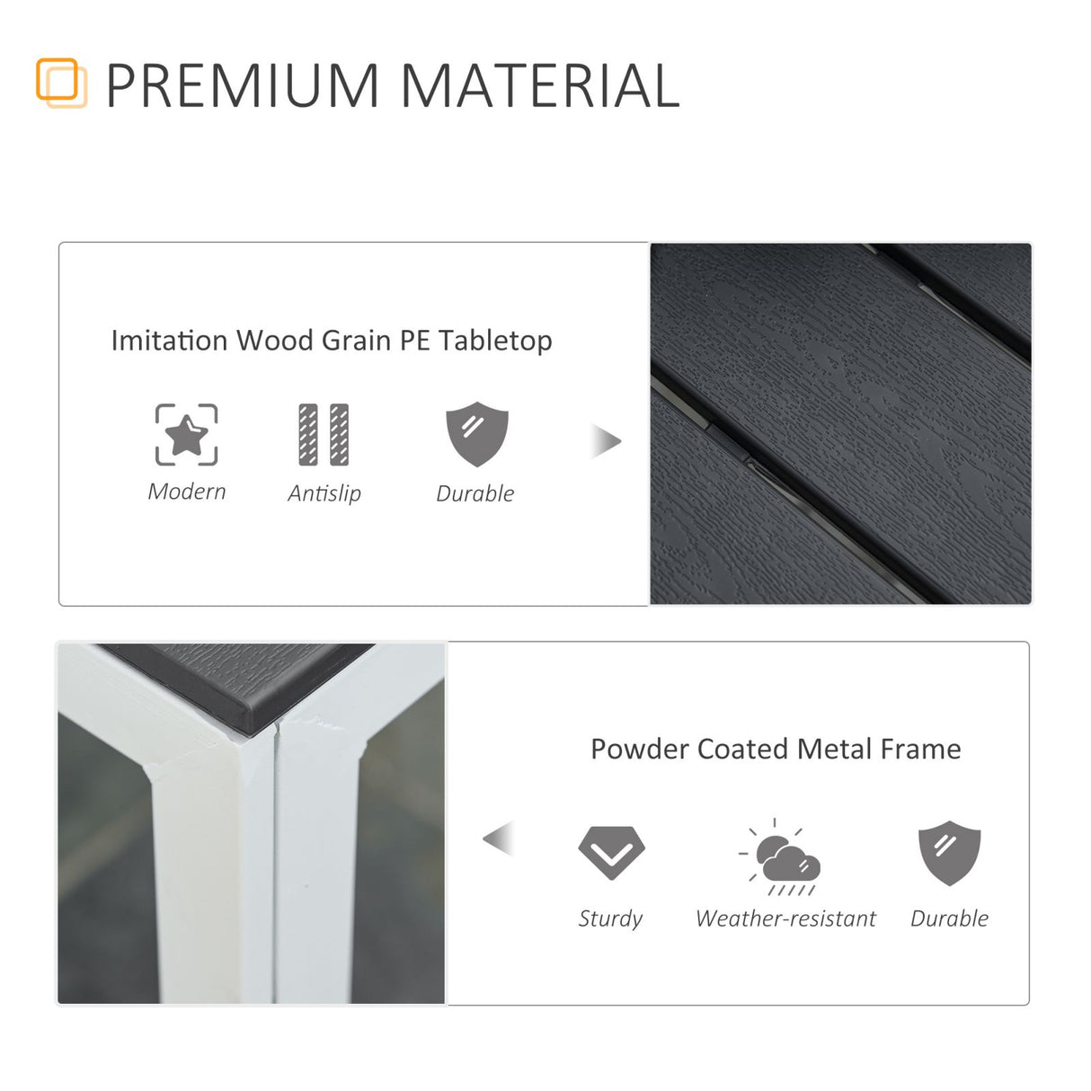 easycomfort easycomfort tavolo da giardino quadrato con piano effetto legno in pe e metallo 78 x 78 x 74cm ean 8054144136165