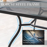 easycomfort easycomfort tavolo da giardino rettangolare con piano dappoggio a rete 150x90x73cm nero