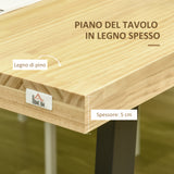 easycomfort easycomfort tavolo da pranzo per 6 persone in legno con base in acciaio e piedini regolabili 180x90x76cm