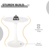 easycomfort easycomfort tavolo da pranzo rotondo multiuso effetto marmo 70cm bianco