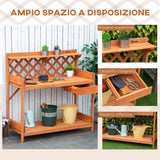 easycomfort easycomfort tavolo per giardinaggio in legno di abete con griglia cassetto e mensole 111 8x50 3x112 3cm