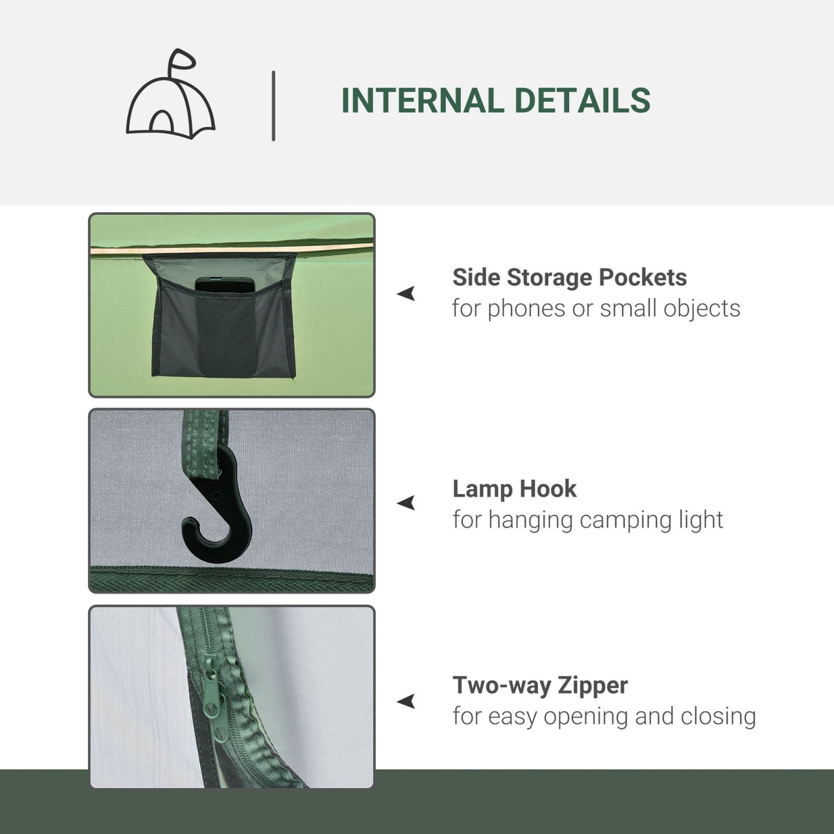 easycomfort easycomfort tenda da campeggio pop up 4 5 posti 2 porte e 4 finestre telo impermeabile 263 5x220x123cm verde scuro ean 8054144139081