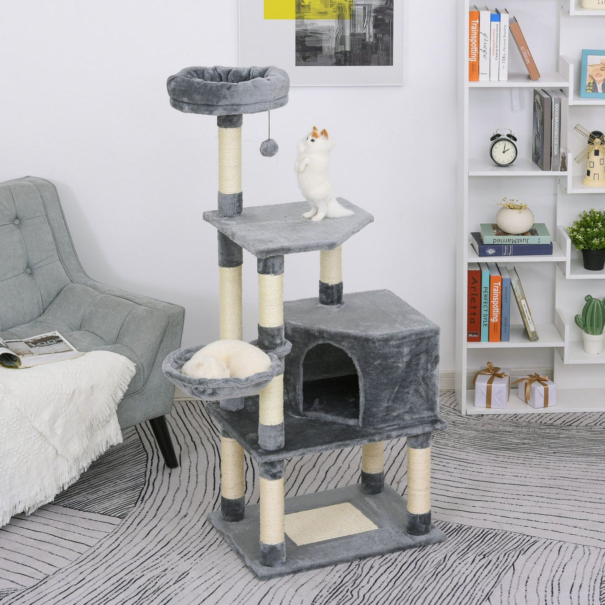 easycomfort easycomfort tiragraffi a colonna per gatti con 4 livelli cuccia lettini sospesi e pali in corda sisal grigio ean 8054144133553