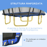 easycomfort easycomfort trampolino elastico 210cm per bambini e adulti con rete e imbottiture blu